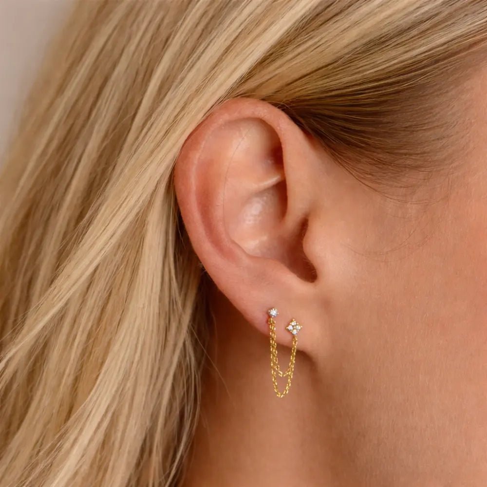 Roselle Diamond Chain Stud - CLAYCALI