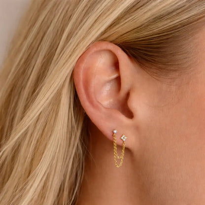 Roselle Diamond Chain Stud - CLAYCALI