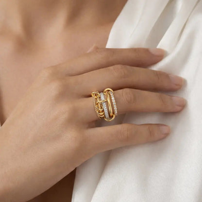 Hailey Stacked Diamond Ring - CLAYCALI