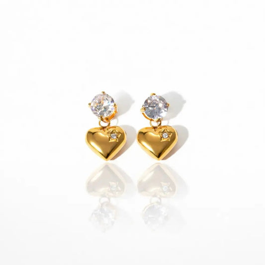 Chloe Heart Gold Earrings - CLAYCALI