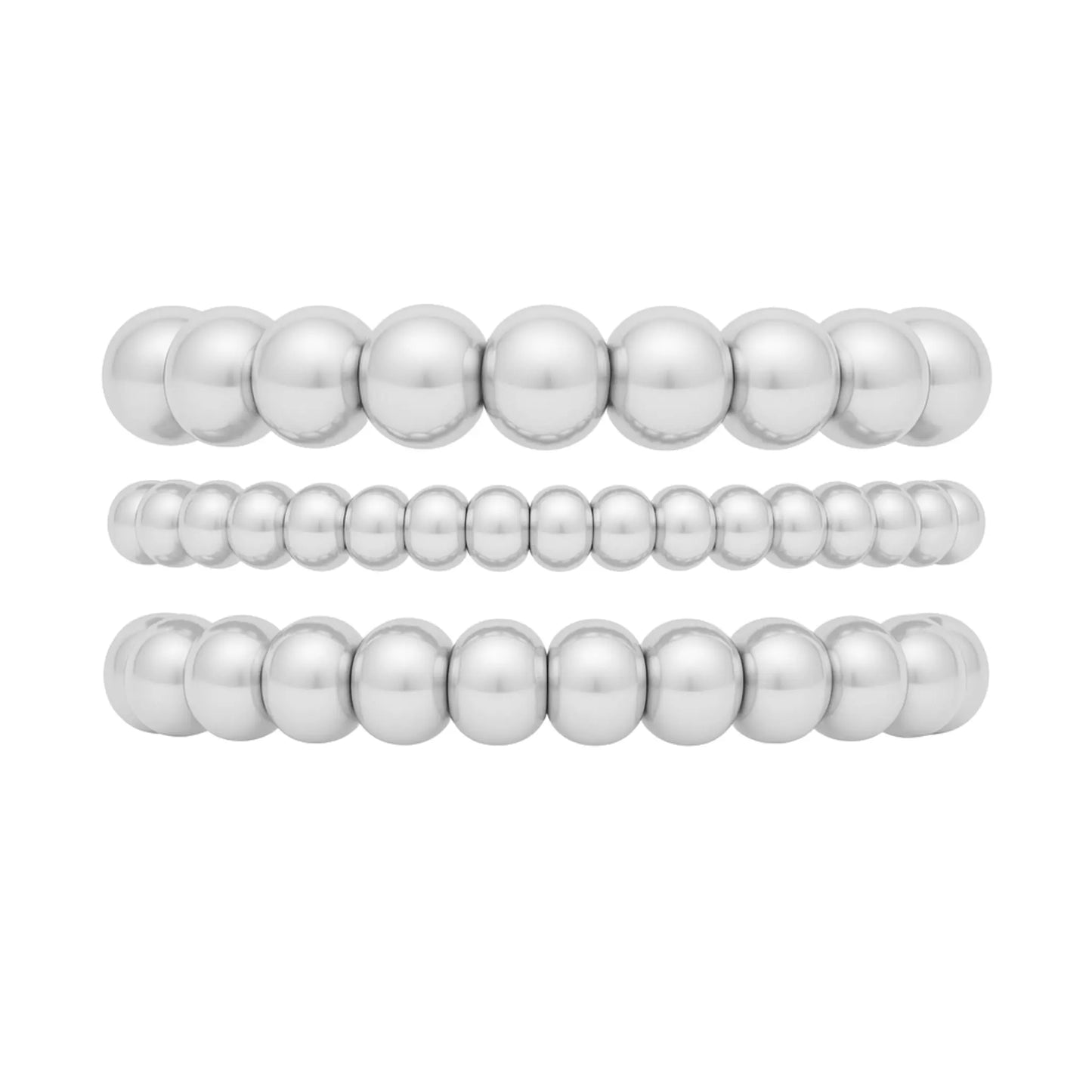 858 Silver Bead Bracelet Stack