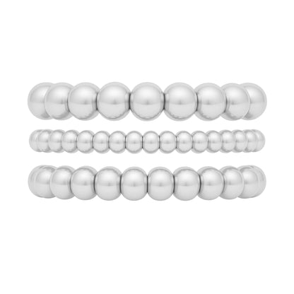 858 Silver Bead Bracelet Stack