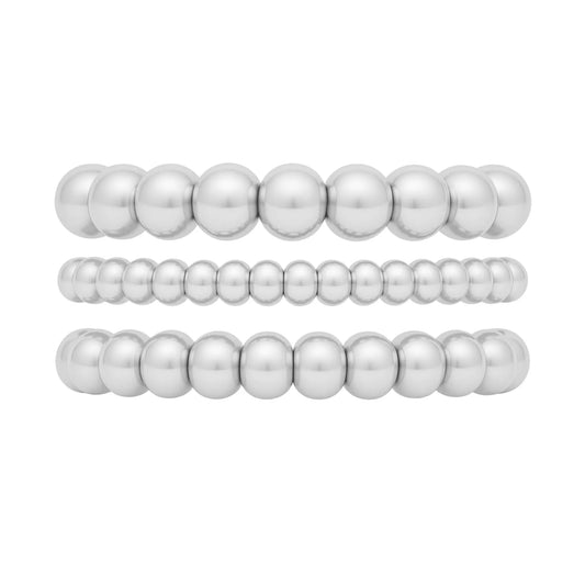 858 Silver Bead Bracelet Stack