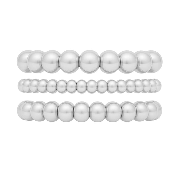 858 Silver Bead Bracelet Stack