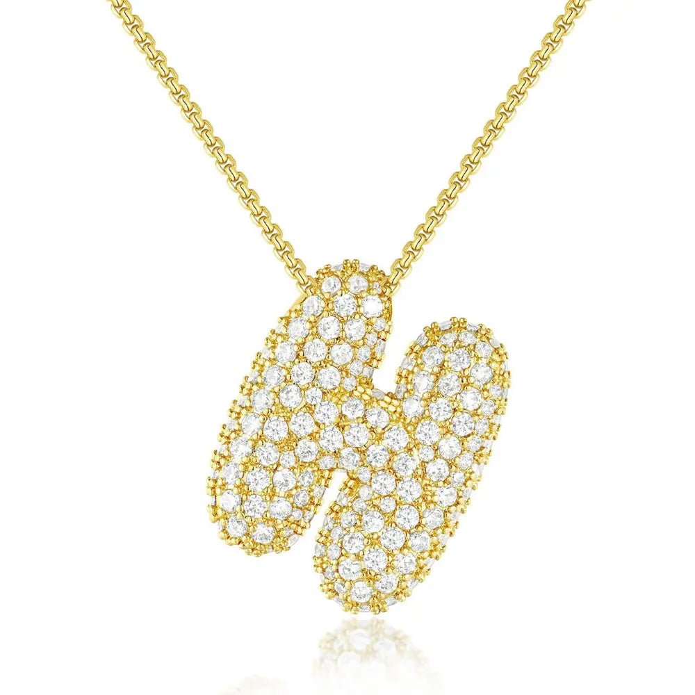 Bubble Initial Diamond Necklace - CLAYCALI