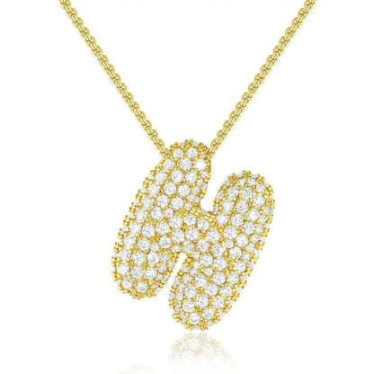 Bubble Initial Diamond Necklace - CLAYCALI