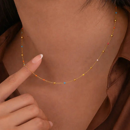 Solara Beaded Gold Necklace - CLAYCALI