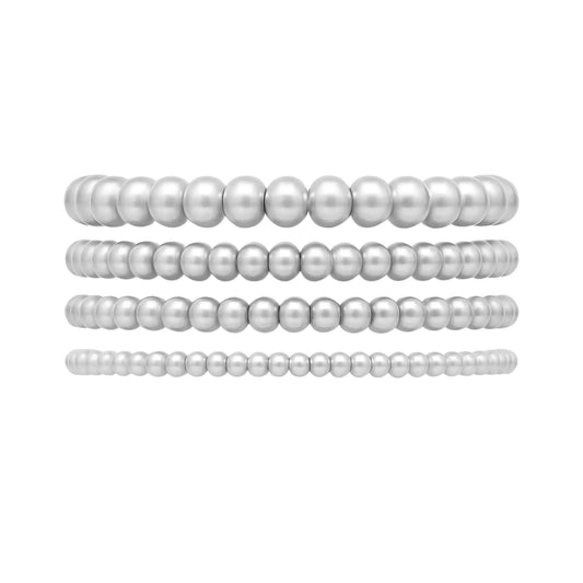8543 Silver Bead Bracelet Stack