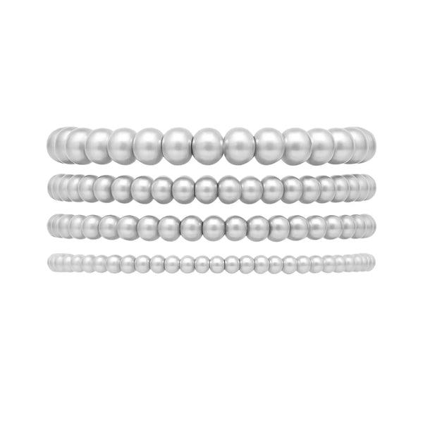 8543 Silver Bead Bracelet Stack