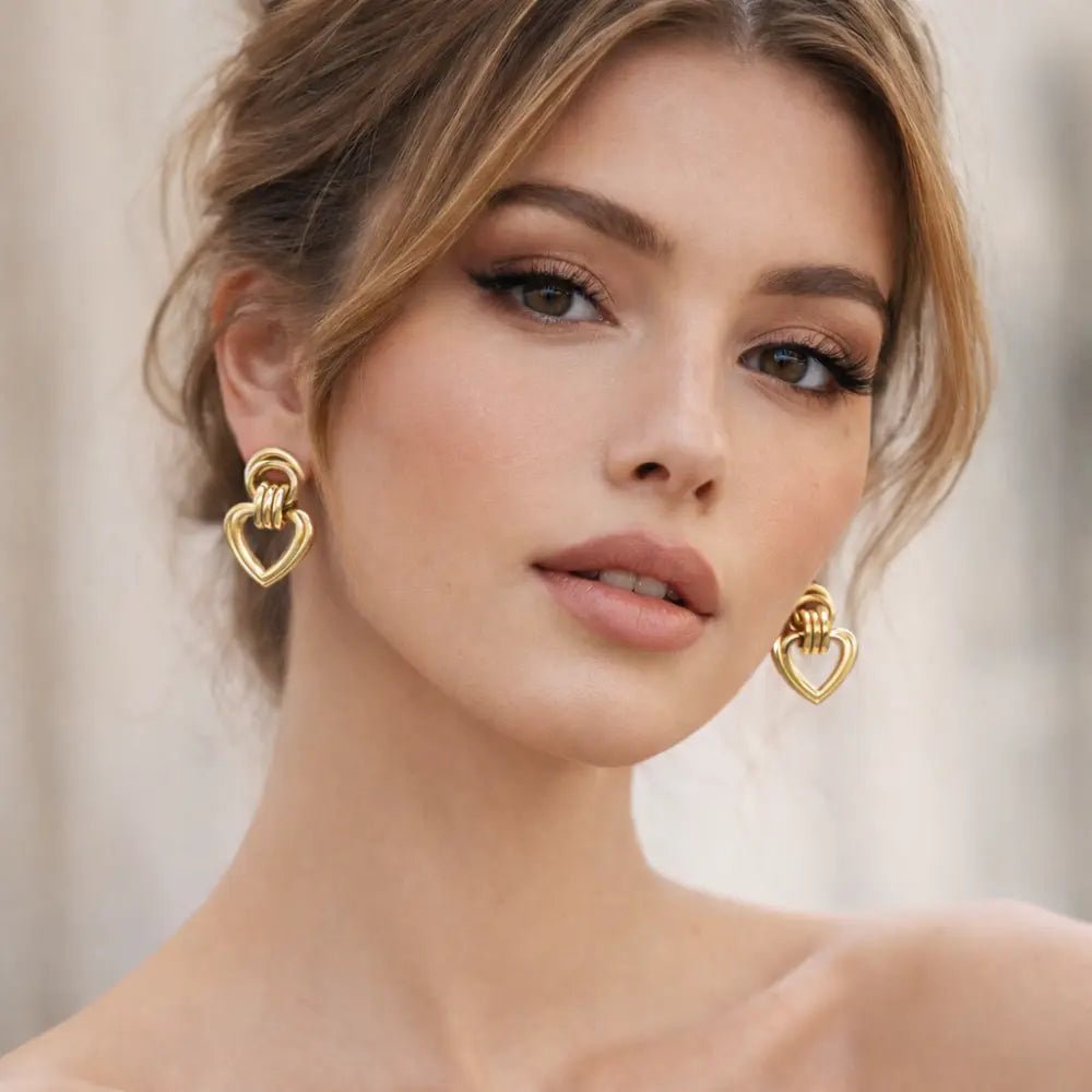 Bella Heart Gold Earrings - CLAYCALI