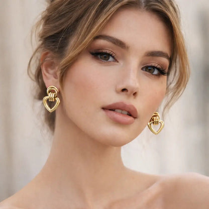 Bella Heart Gold Earrings - CLAYCALI