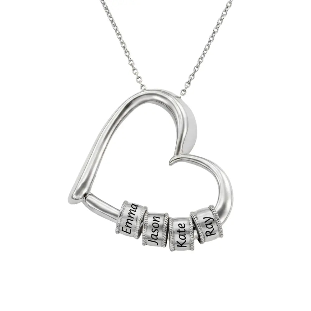 Heart Necklace with Engraved Beads - CLAYCALI