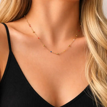 Solara Beaded Gold Necklace - CLAYCALI
