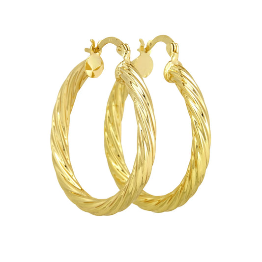 18K Gold Twisted Hoops