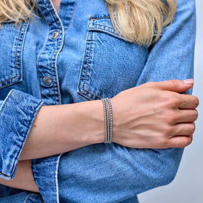 433 Silver Bead Bracelet Stack