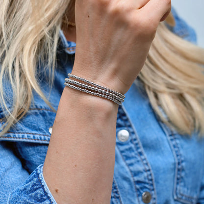 433 Silver Bead Bracelet Stack