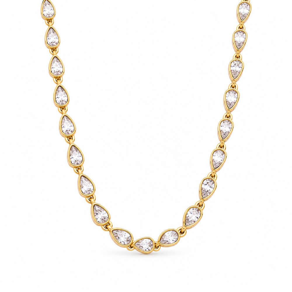 Ada Teardrop Tennis Necklace — white background