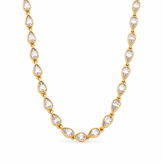 Ada Teardrop Tennis Necklace — white background