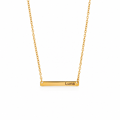 Bea Engravable Bar Necklace — white background