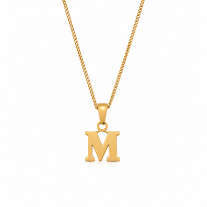 Jules Gold Initial Charm Necklace — white background