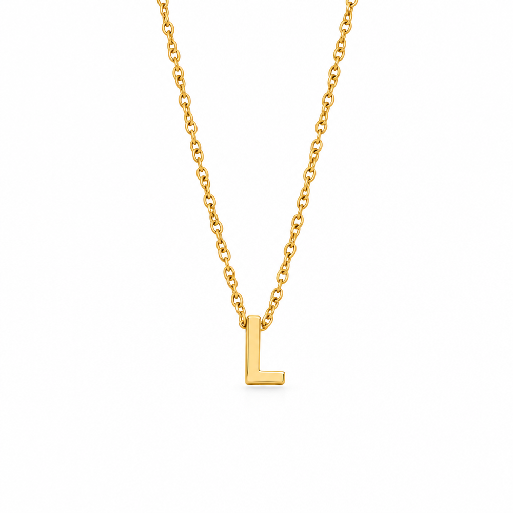 Lyla Dainty Initial Charm Necklace — white background