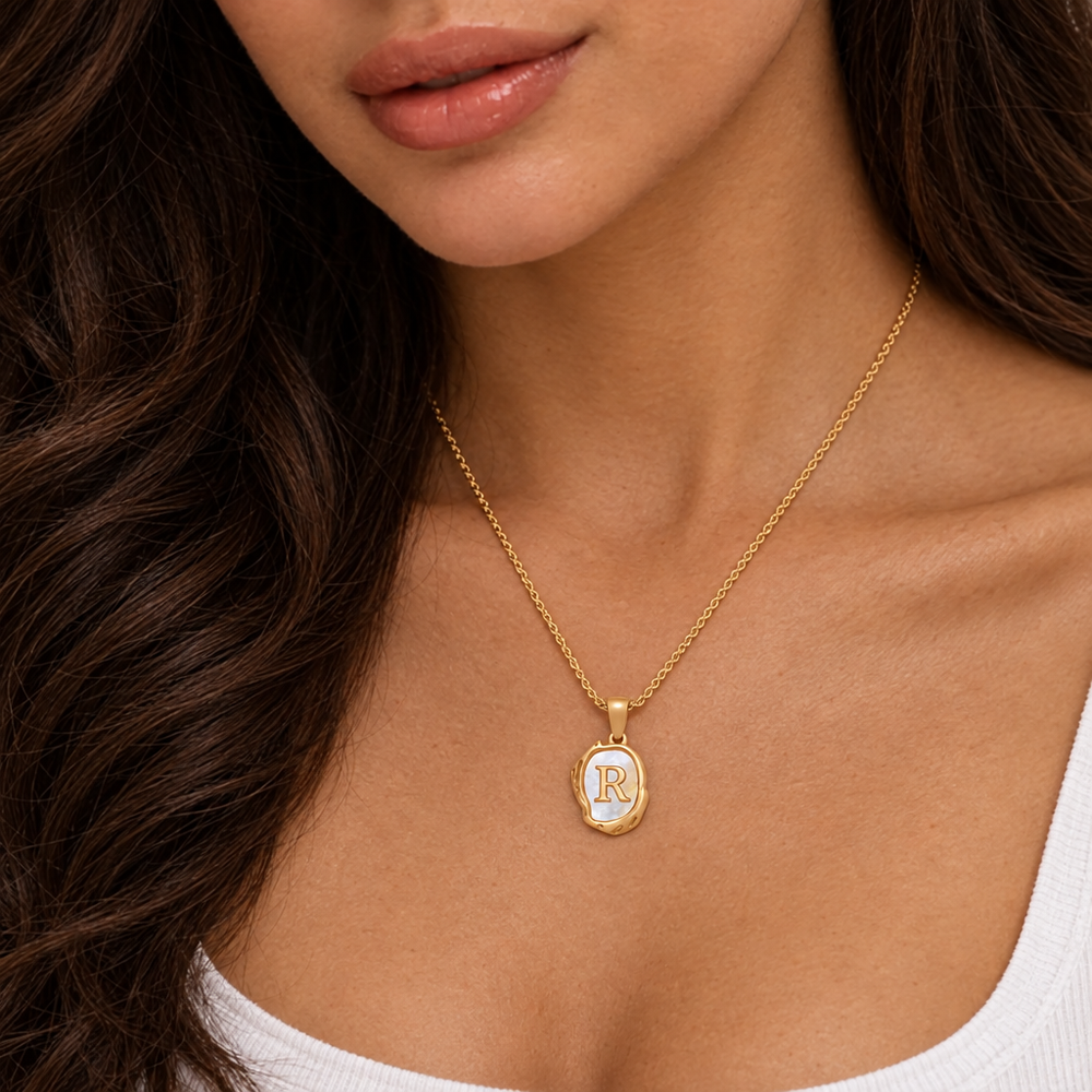 Hattie Pearl Initial Pendant Necklace — close-up