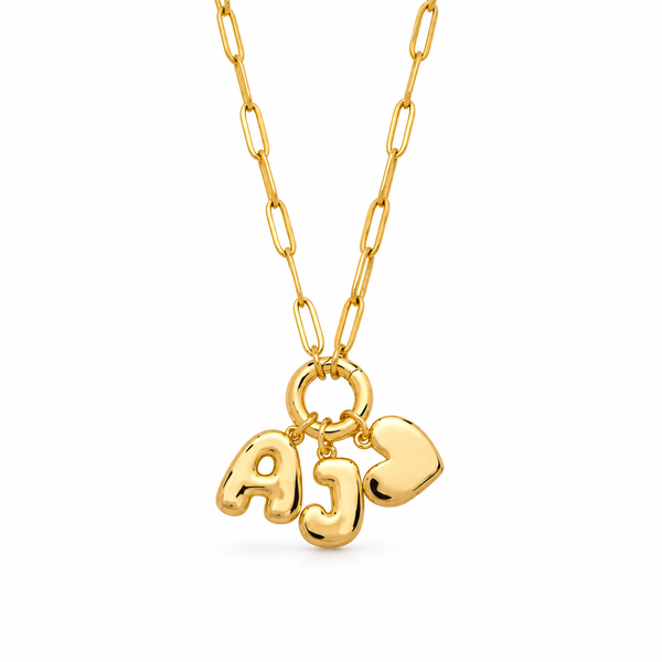 Greer Bubble Heart Initial Necklace