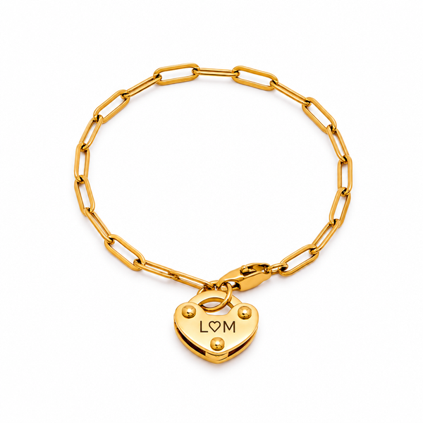 Romy Heart Lock Initial Bracelet