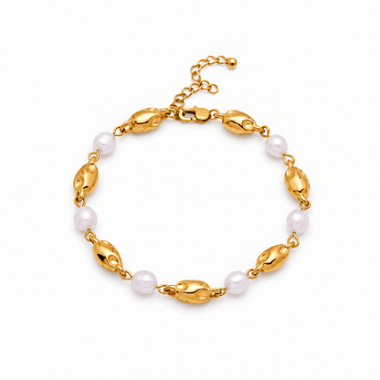 Ines Molten Freshwater Pearl Bracelet — white background