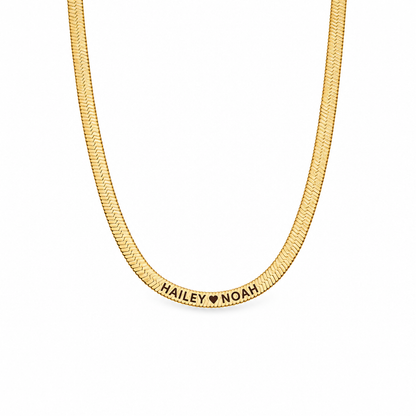 Lainey Engraved Herringbone Necklace — white background