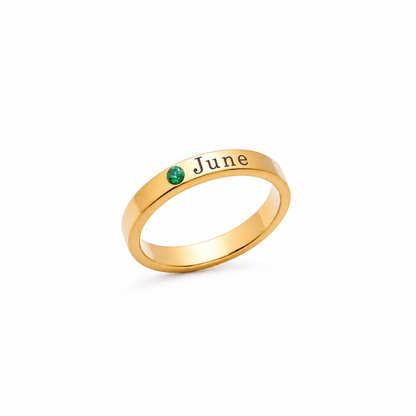 Kenna Stackable Birthstone Name Ring — white background