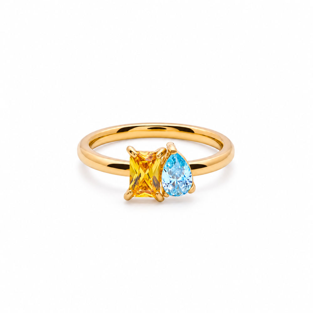 Aspen Duo Birthstone Ring — white background