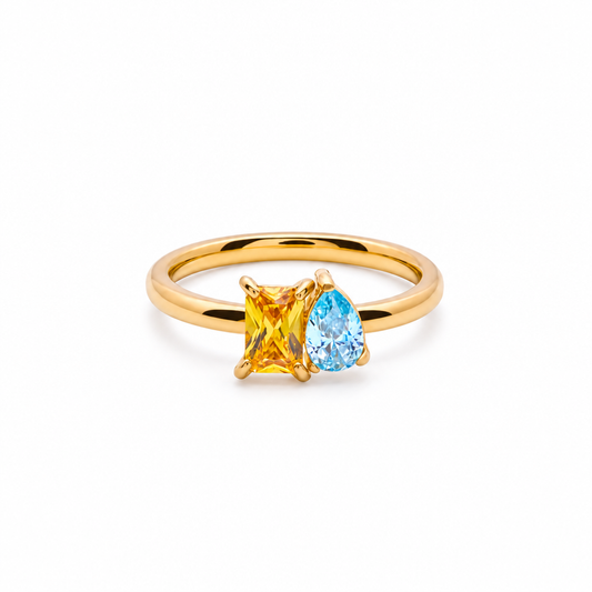 Aspen Duo Birthstone Ring — white background