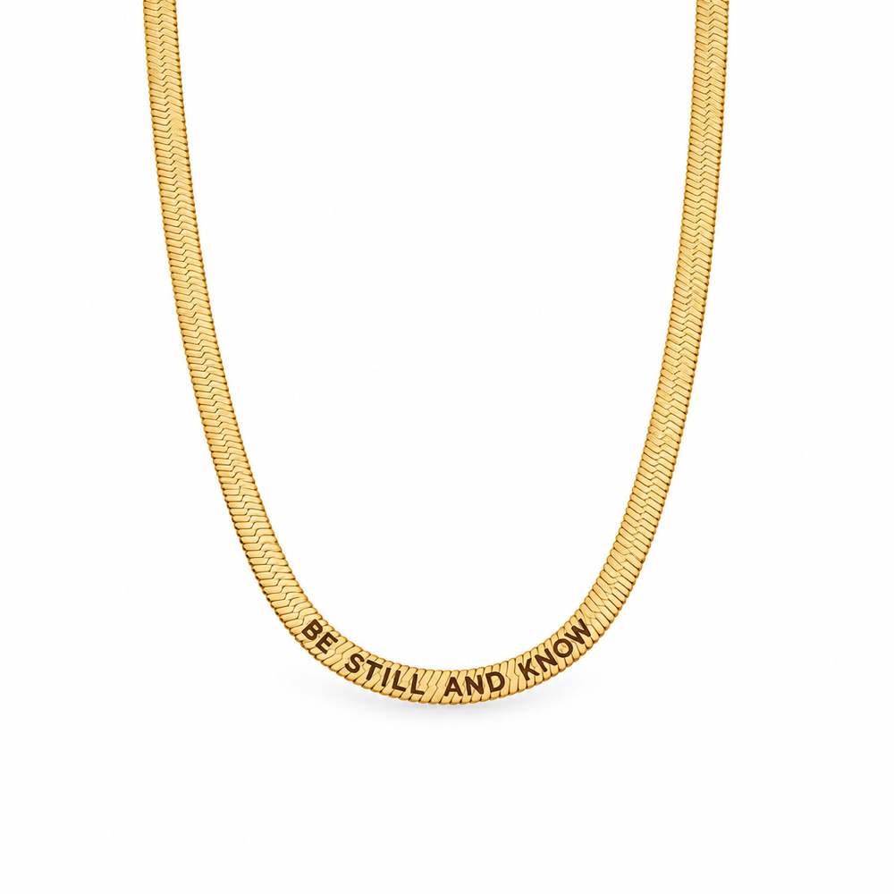 Wren Devotion Herringbone Necklace — white background