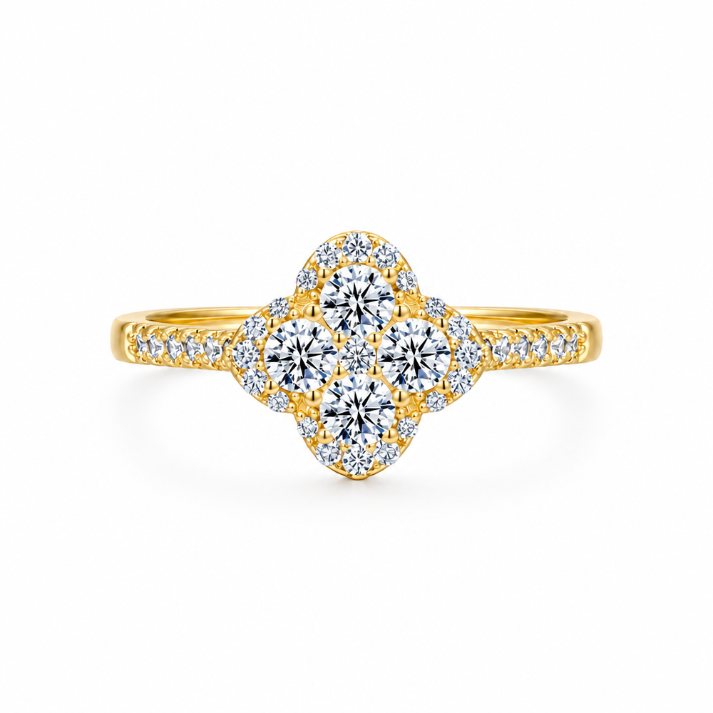 Clara Clover Diamond Ring — white background