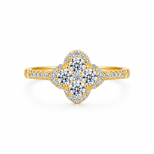 Clara Clover Diamond Ring — white background
