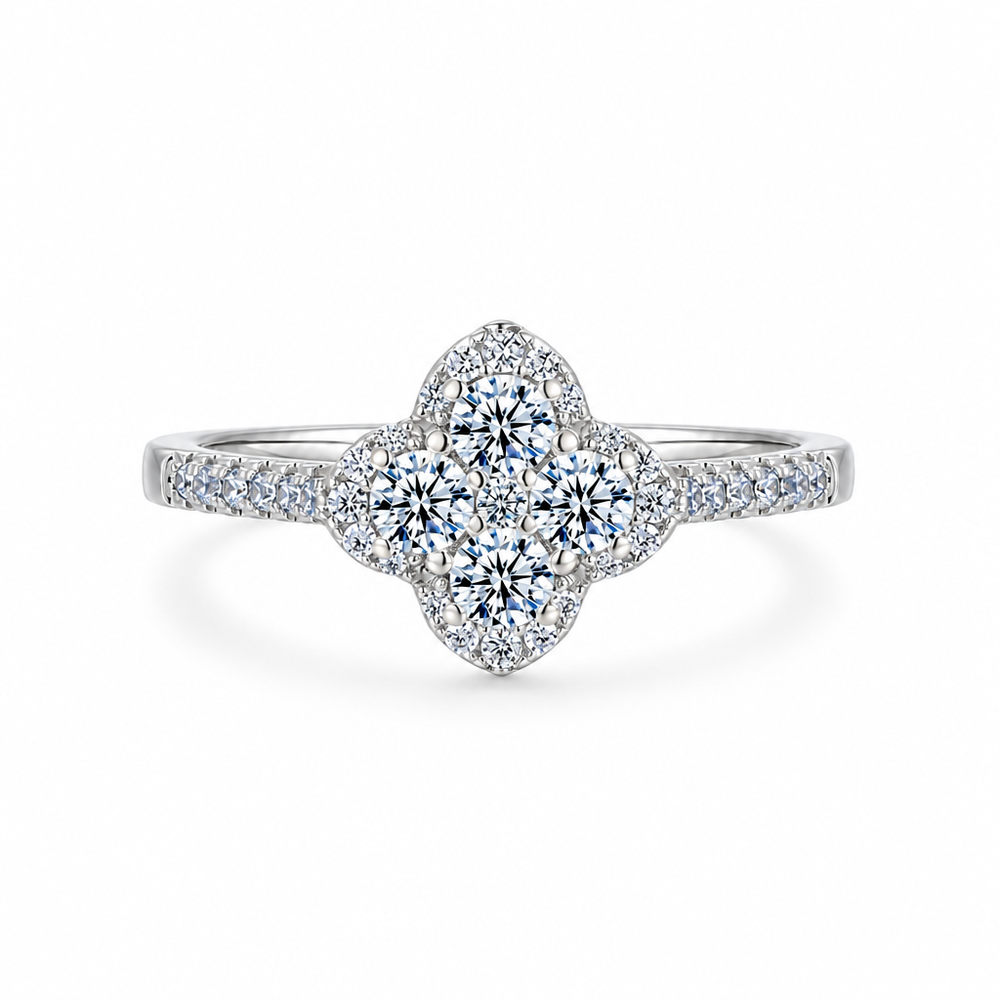 Clara Clover Diamond Ring — white background