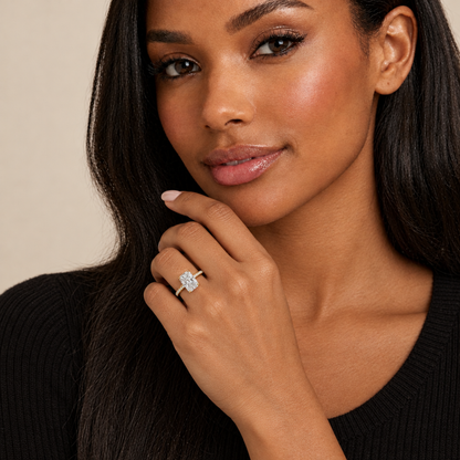 Rosalie Radiant Diamond Ring — on model