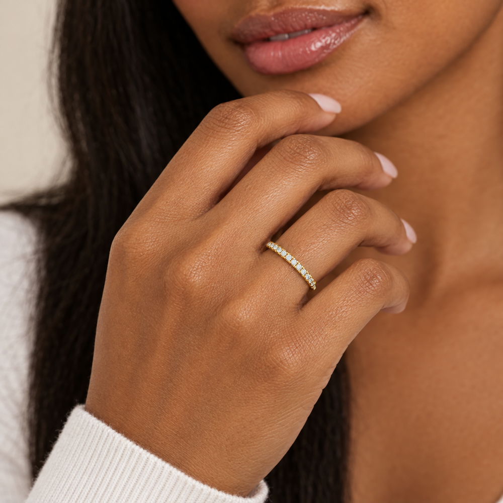 Rosalie Pavé Stacking Band — close-up