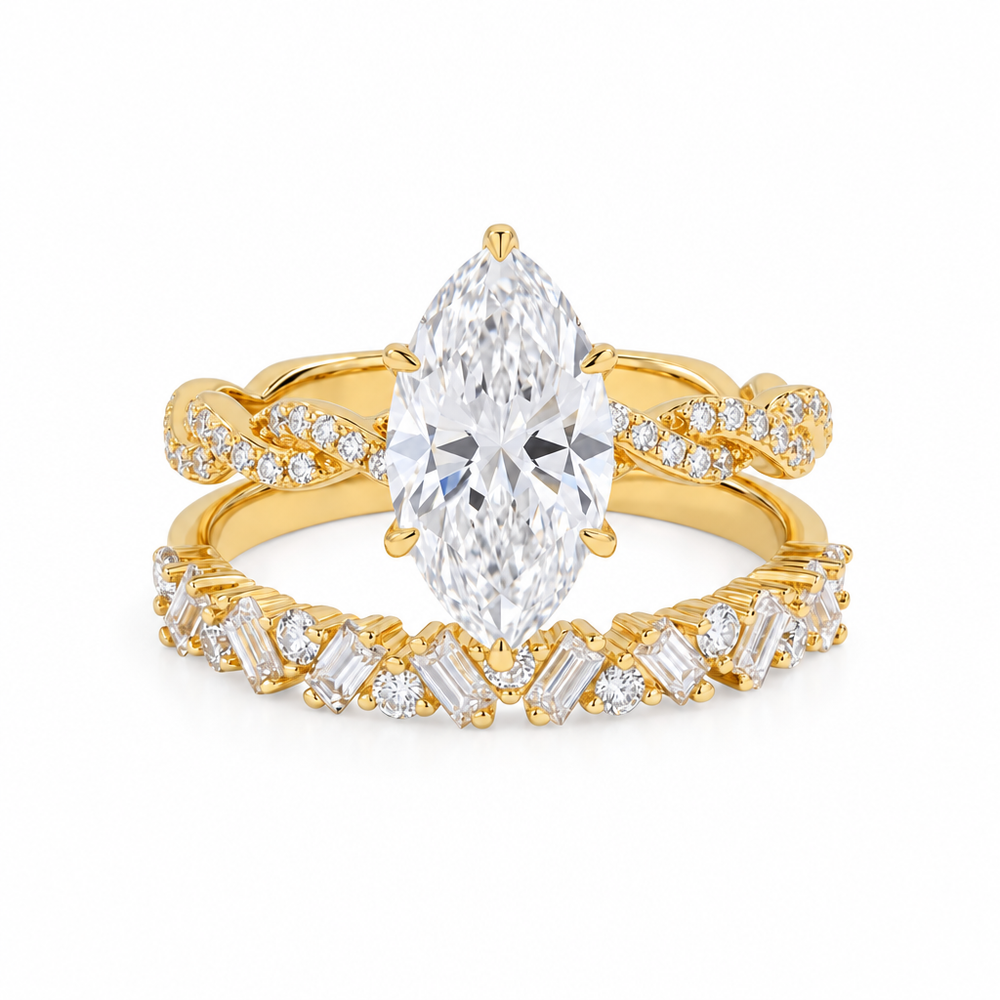 Elena Marquise Diamond Ring Set — white background