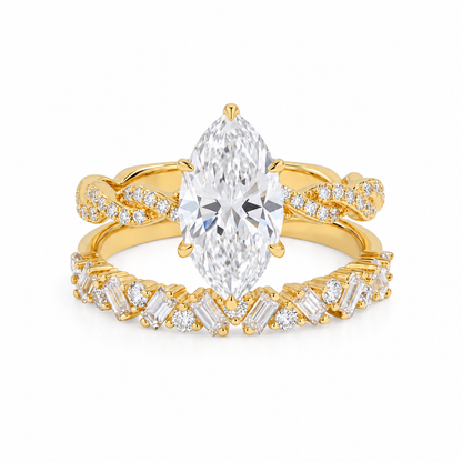 Elena Marquise Diamond Ring Set — white background