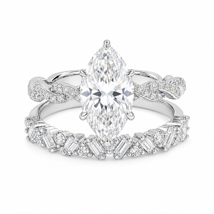 Elena Marquise Diamond Ring Set — white background