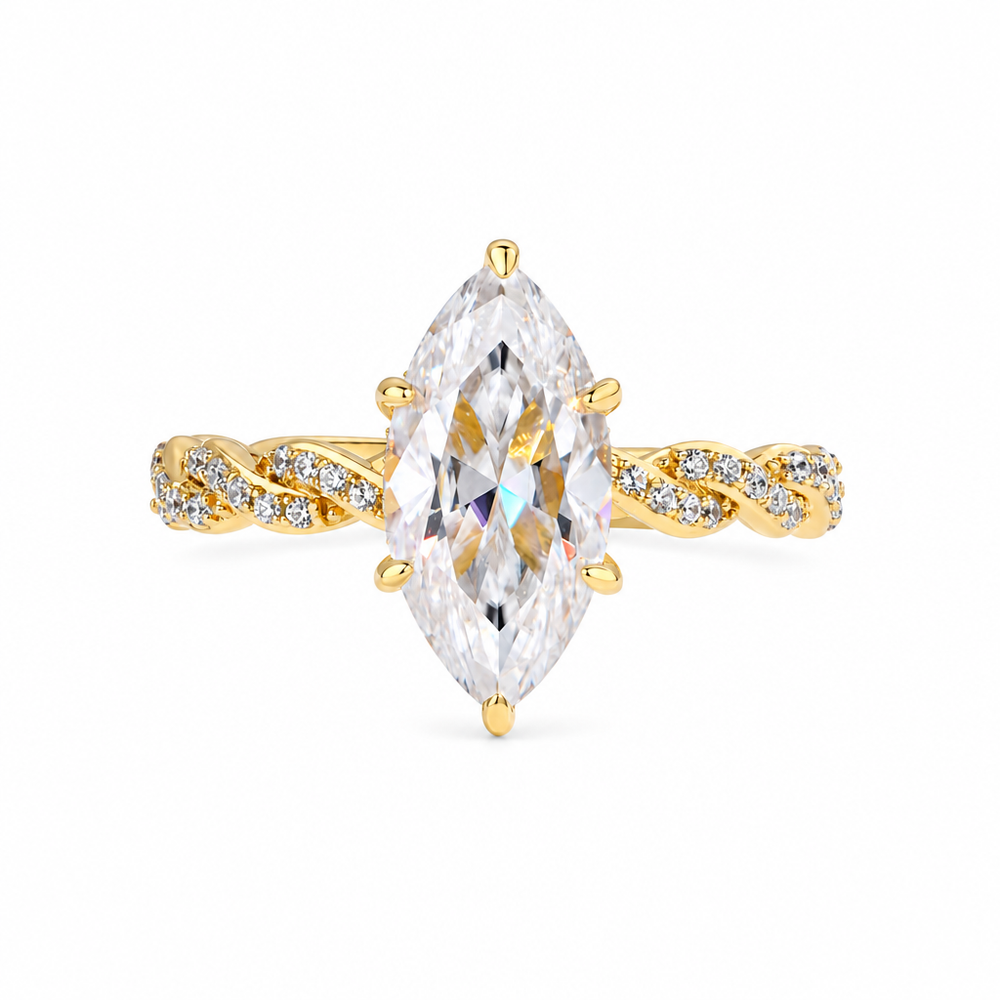 Elena Marquise Diamond Ring Set — white background