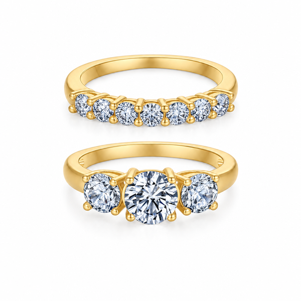 Gianna Three-Stone Diamond Ring Set