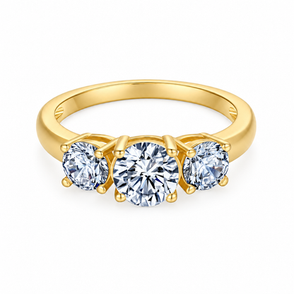 Gianna Three-Stone Diamond Ring Set — white background