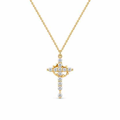 Adeline Crown Cross Necklace & Earrings — white background