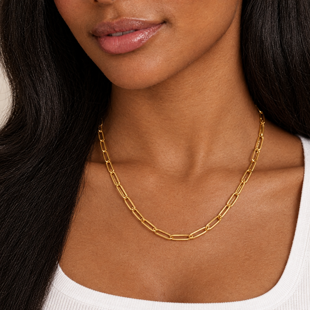 Maisie Paperclip Chain Necklace — close-up