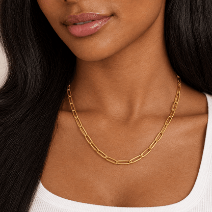 Maisie Paperclip Chain Necklace — close-up