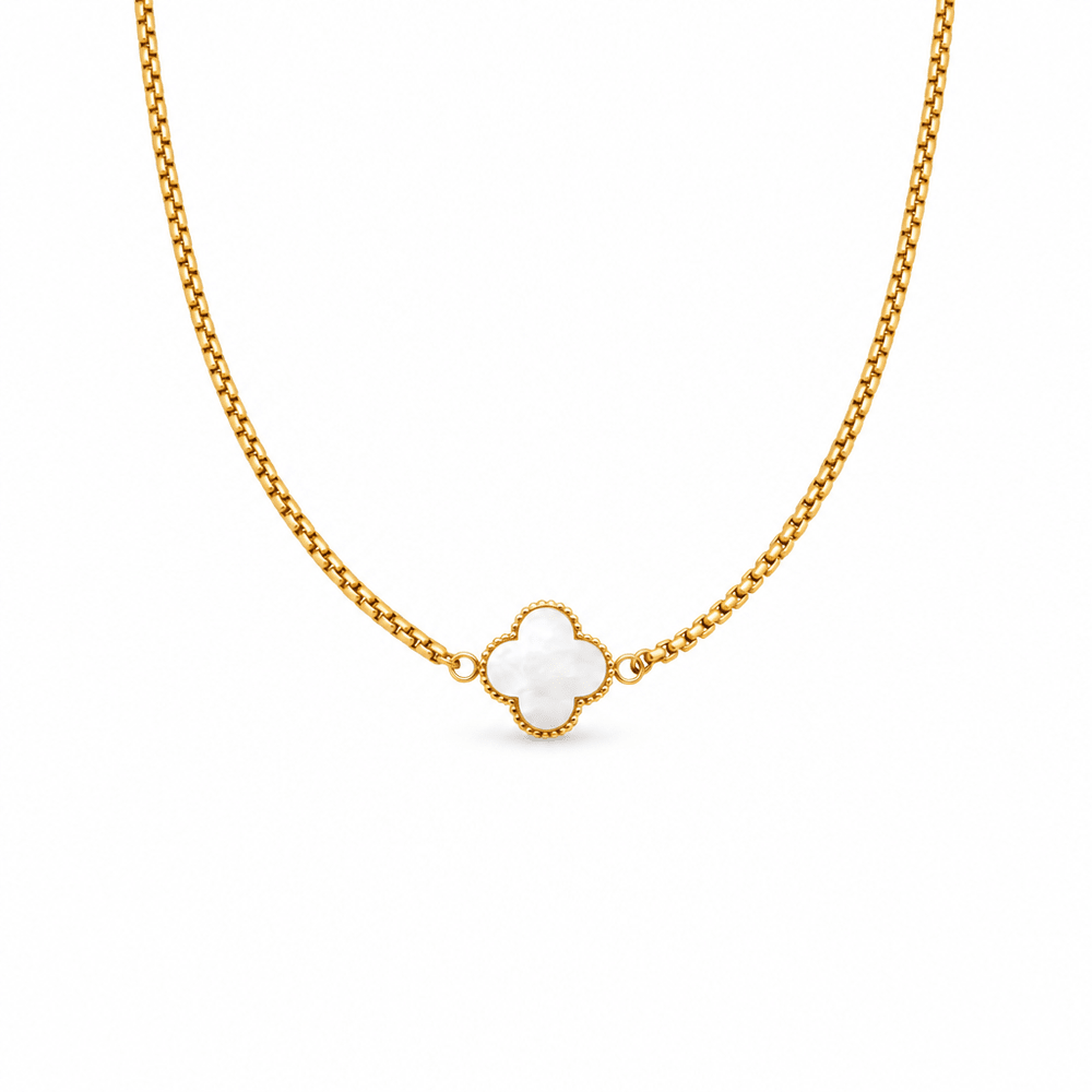 Billie Pearl Clover Necklace — white background