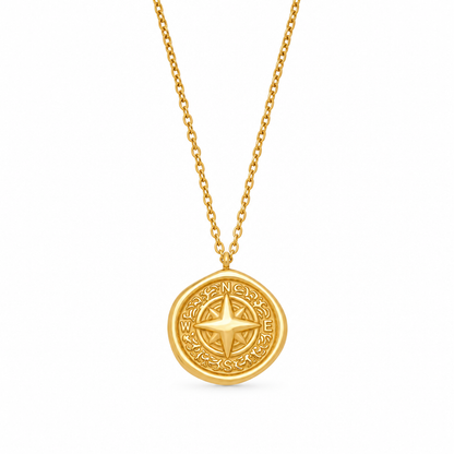 Marley Golden Compass Necklace — white background